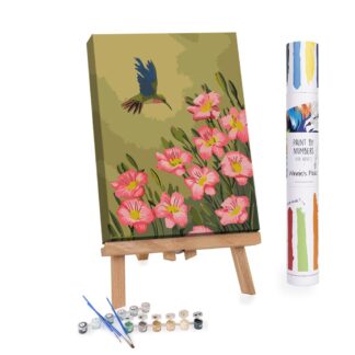 Adults Paint-by-Numbers in Tube - Hummingbird foraging pink flowers