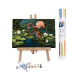 Adults Paint-by-Numbers in Tube - Flamingo with water lily