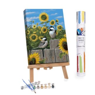 Adults Paint-by-Numbers in Tube - Chickadees and Sunflowers