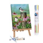 Adults Paint-by-Numbers in Tube - Chickadees and Coneflowers