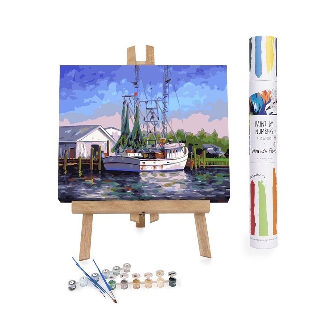 Adults Paint-by-Numbers in Tube - Shrimper at harbor, Jeff Pittman