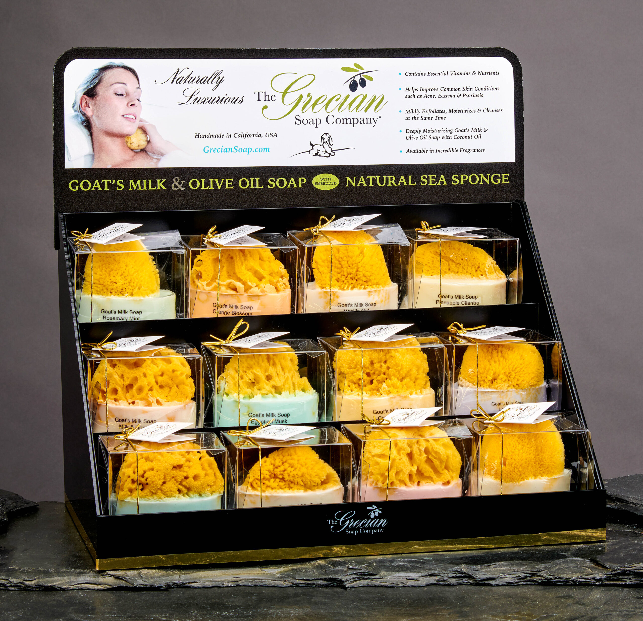 Sponge Soap Bars w/Premium Display incl 32 Soaps plus 5 free