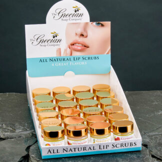 Lip scrub display with 6 ea. of 4 flavors