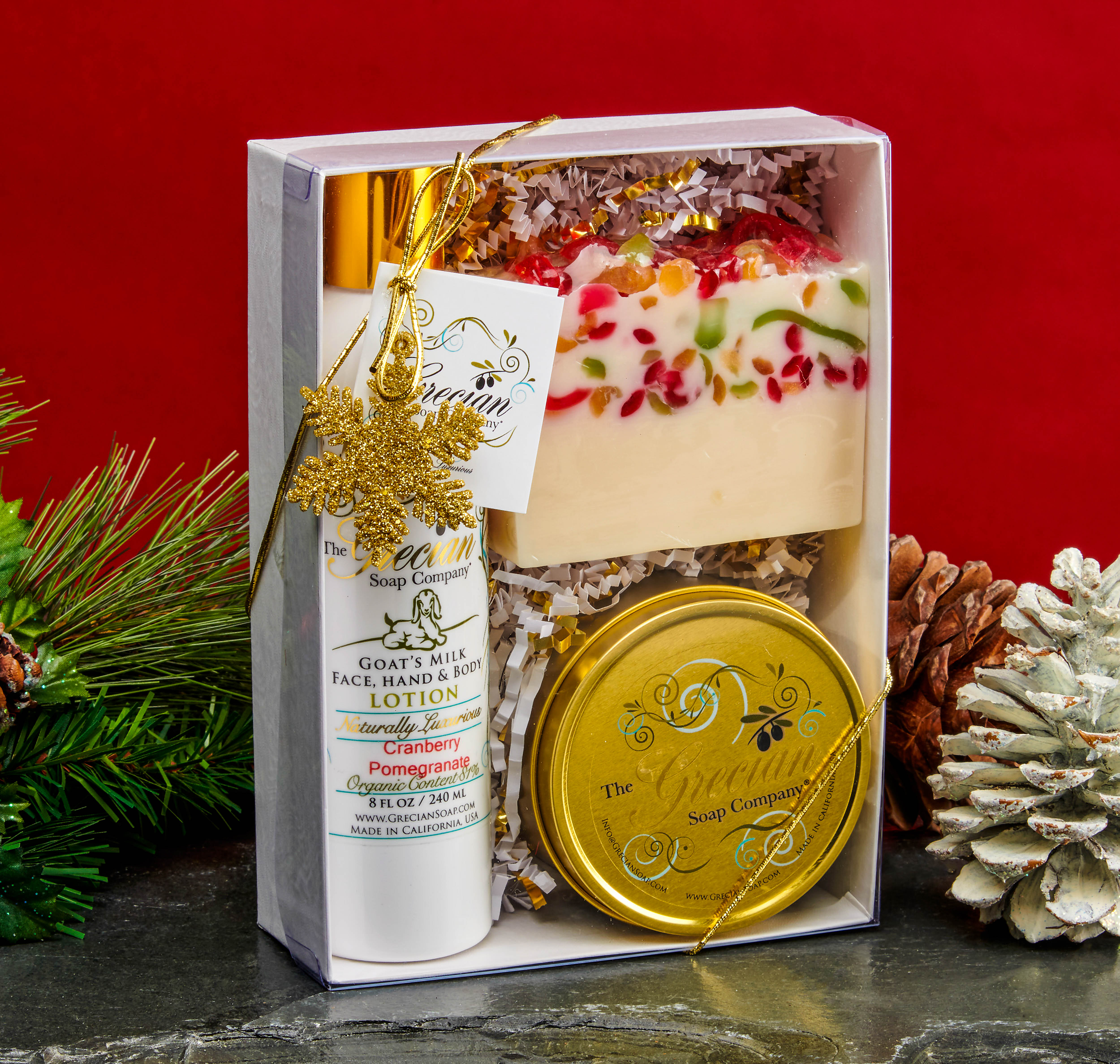 Holiday Lotion, Soap & Candle Gift Set – Cranberry Pomegranate