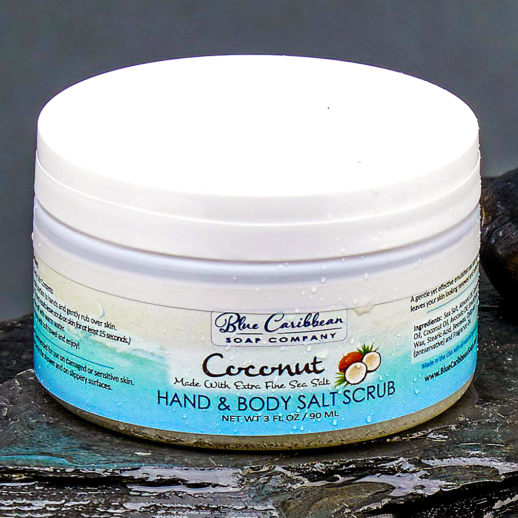 Blue Caribbean Sea Salt Scrub, 3 oz – Coconut