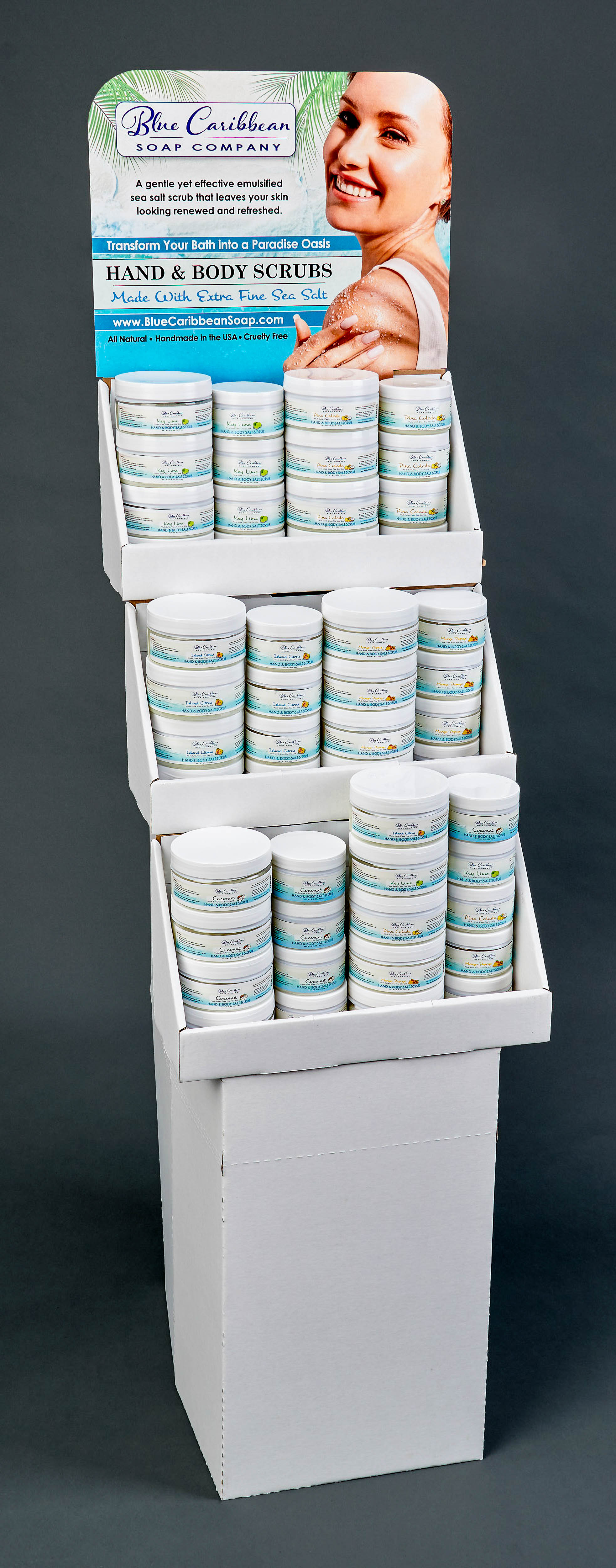 Blue Caribbean Sea Salt Scrubs – Floor Display