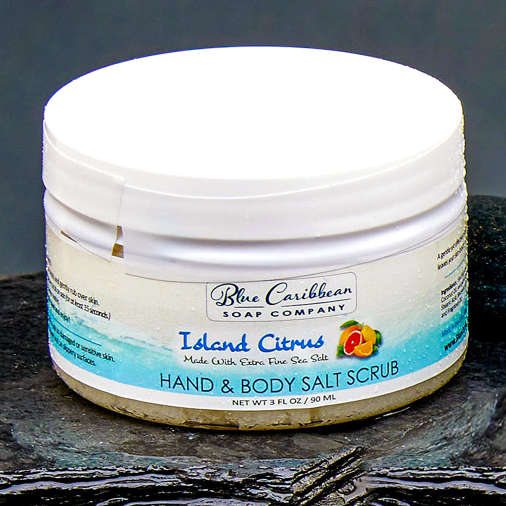 Blue Caribbean Sea Salt Scrub, 3 oz - Island Citrus